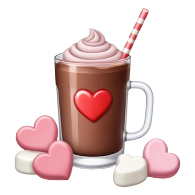 Chocolate milk with heart shaped marshmallows  sticker