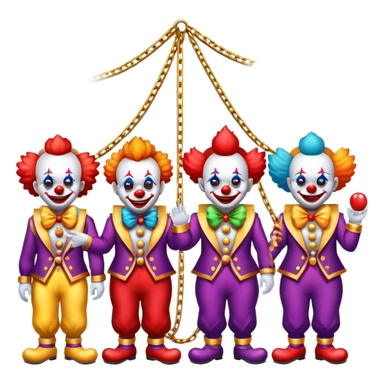 Vip zone full of playing clowns with golden chain on the neck. full height  sticker