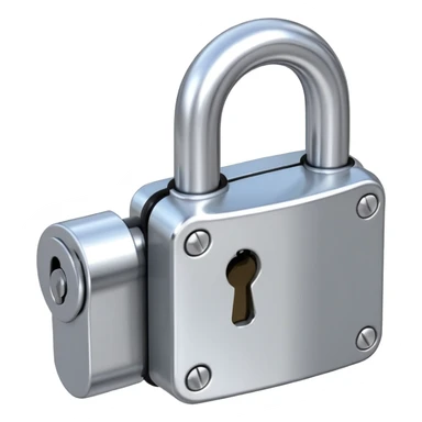 big shiny metal padlock, heavy industrial security lock sticker