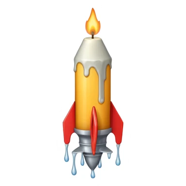 THe candle emoji on a 45* rocket sticker