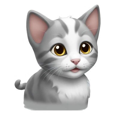Grey and white kitten sticker
