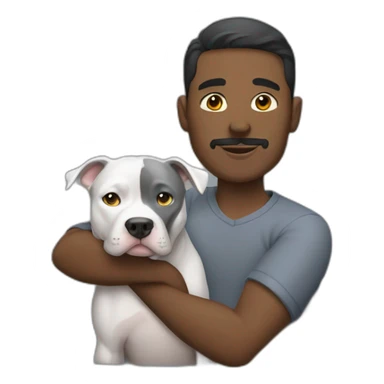 The man who holds the grey pitbul sticker