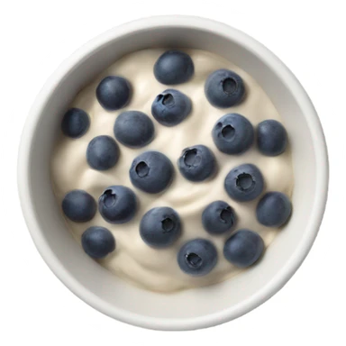 White acai bowl with blueberries , view from top sticker
