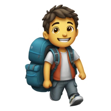 happy boy with backpack outdoors sticker
