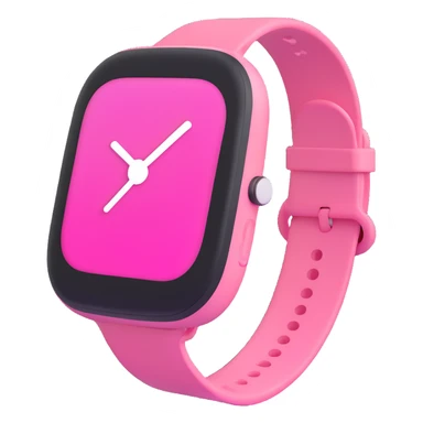 pink smart watch, 3d emoji style, soft and rounded sticker