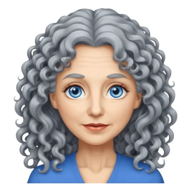 50 years olde woman with grey long curly hair and bleu eyes sticker