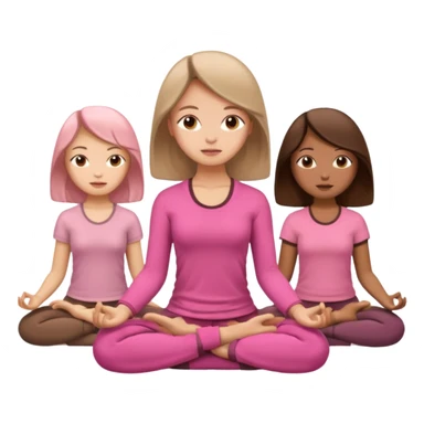 3 girls meditating dressing pink and brown clothers sticker