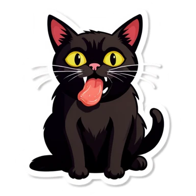 Cat, licking cat poop sticker