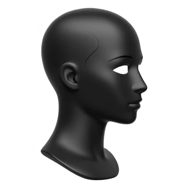 Minimalistic flat vector icon, iOS style, thin black contour on white background. Matte black mannequin in profile in 3D monochrome style. sticker