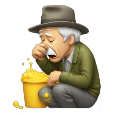 Old man puking because too much party sticker