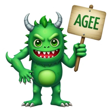monster holding a sign "AGREE!" sticker