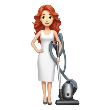 Red haired women with a vacuum cleaner  sticker