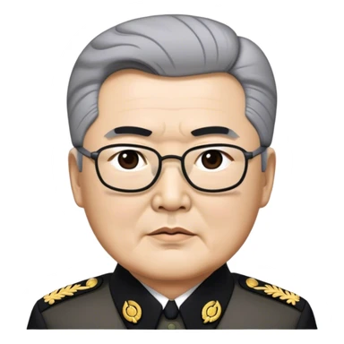 Grey haired general Kim il sung wearing black sticker