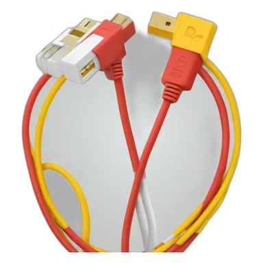 red, yellow and white cables (RCA cables/Composite video cables) sticker
