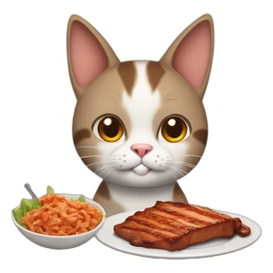 cat's new year with barbecue sticker