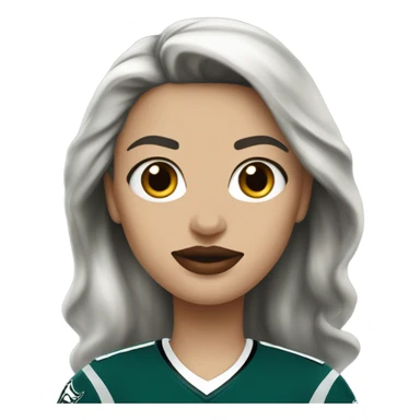  White female dark hair red lips wearing Philadelphia Eagles jersey sticker