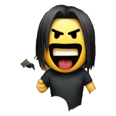 metalhead with a straw head, full body, angry face, in the middle of a mosh pit at a rock concert sticker