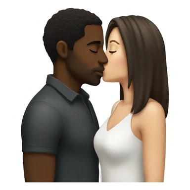 Brunette kissing black man sticker