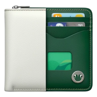white men's wallet with dark green details, minimalist design sticker