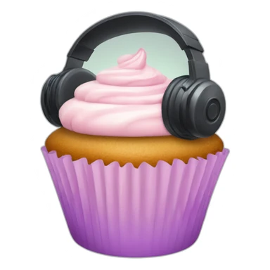 a cupcake with a gaming headset on the top of it sticker