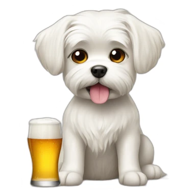 dog-maltese-drinking-beer sticker