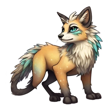 Cool cute Kawaii edgy fantasy animal sparkle fursona Fionbri creature by griffsnuff & LiLaiRa & Falvie full body sticker