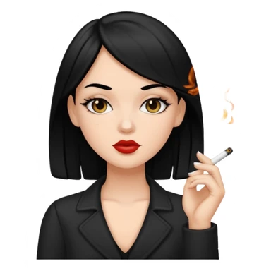 white girl with black hair smoking sticker