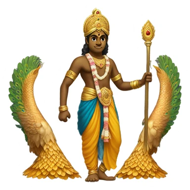 Lord murugan with peacock and vel staff sticker