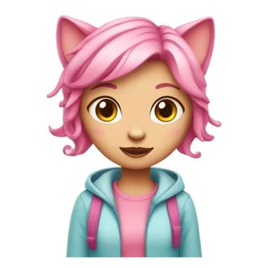 girl pink cat sticker