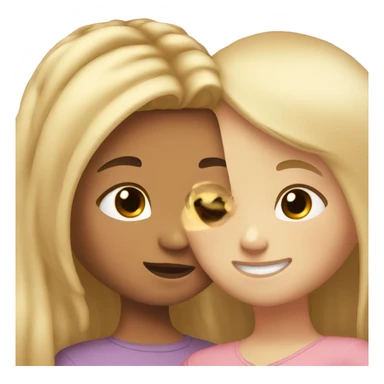 A girl with light skin and blonde hair hugging a girl with brown hair and light skin sticker