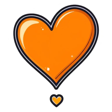 Glitter glass orange heart  sticker