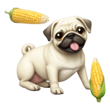 White pug corn sticker