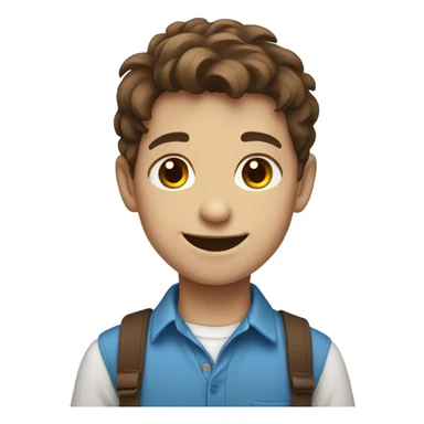 Smiling boy in blue shirt brown hair  sticker