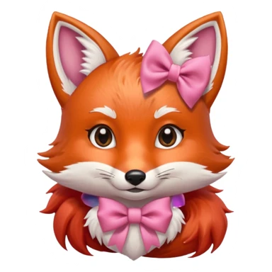 charming fox with pink bow, bust up sticker