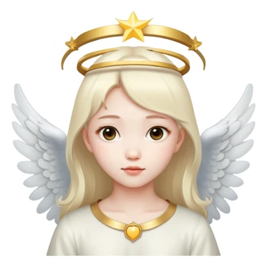 Asian girl with angel halo sticker