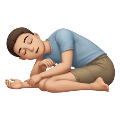 a man laying on ground straight eyes closed sticker