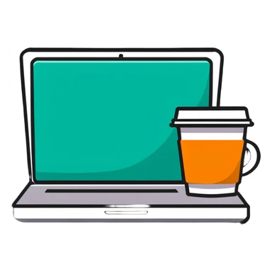 laptop with a coffee cup next to it sticker