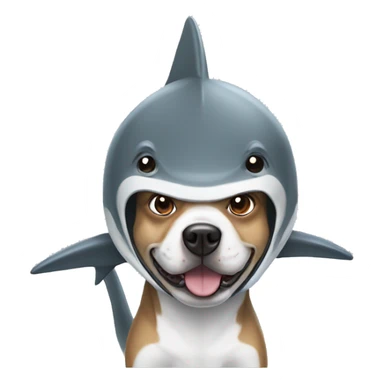 A dog wears a shark costume  sticker