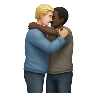 Two white men tenderly embracing sticker