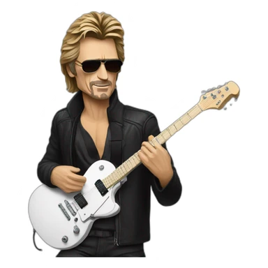 johnny halliday+guitare sticker