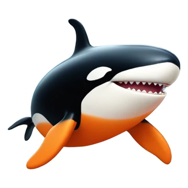 happy orange orca whale sticker