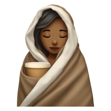 girl inside a blanket sipping coffee eyes closed sticker