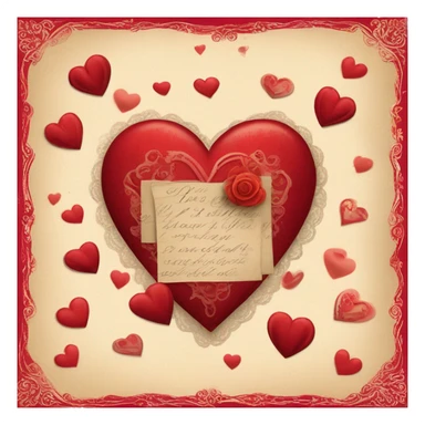 vintage valentine’s day card red sticker