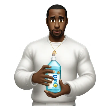 P diddy holding a bottle of baby oil sticker
