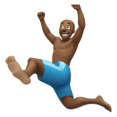 An emoji of a fair-skinned man happily diving headfirst into a pool. sticker