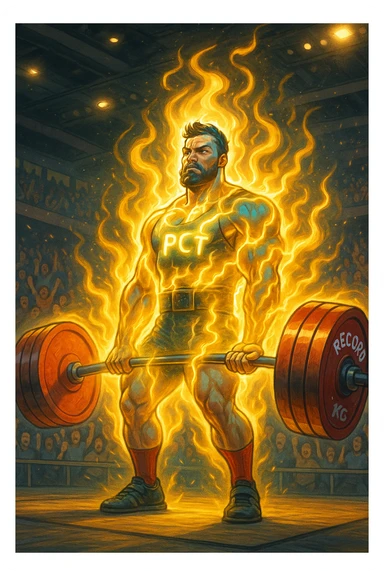 Powerlifter in gara che fa record grazie alla sua "PCT" sticker
