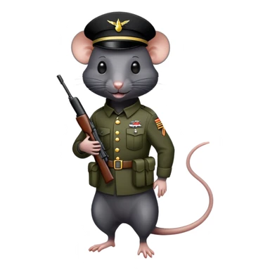 Black rat as american soldier in black  sticker
