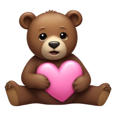 Bear with a small pink heart sticker