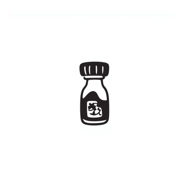 A medicine bottle emoji in black doodle style. sticker