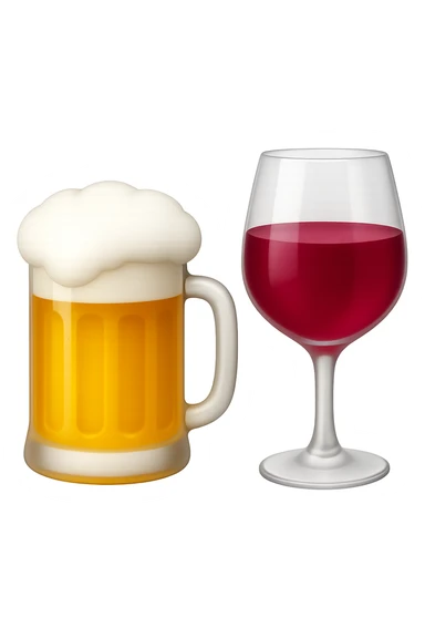 emoji 3d stile iphone che rappresenta un boccale di birra e un calice di vino rosso 3d sticker